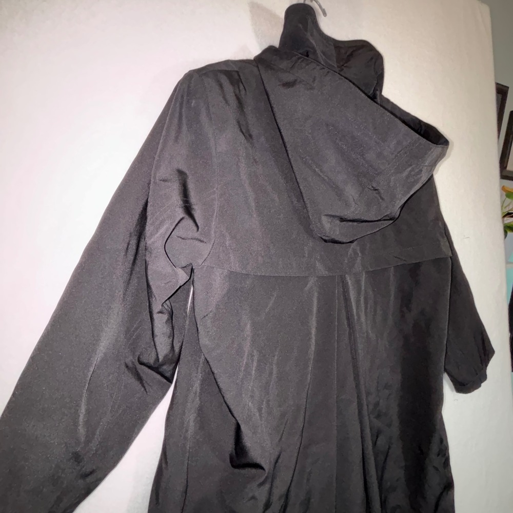 Gallery Black Hooded Lightweight Trench Coat Rain Jacket Women's Size Small - Picture 5 of 6
